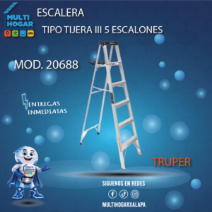 ESCALERA TIPO TIJERA TIPO III 5 ESCALONES TRUPER COD.20688