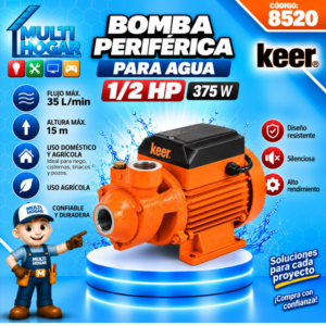 BOMBA ELECTRICA 1/2 HP PERIFERICA PARA AGUA USO AGRICOLA MOD. 8520