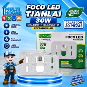 FOCO LED TIANLAI 30W MOD. LNND-17 REF. E27W30T34 RECTANGULAR