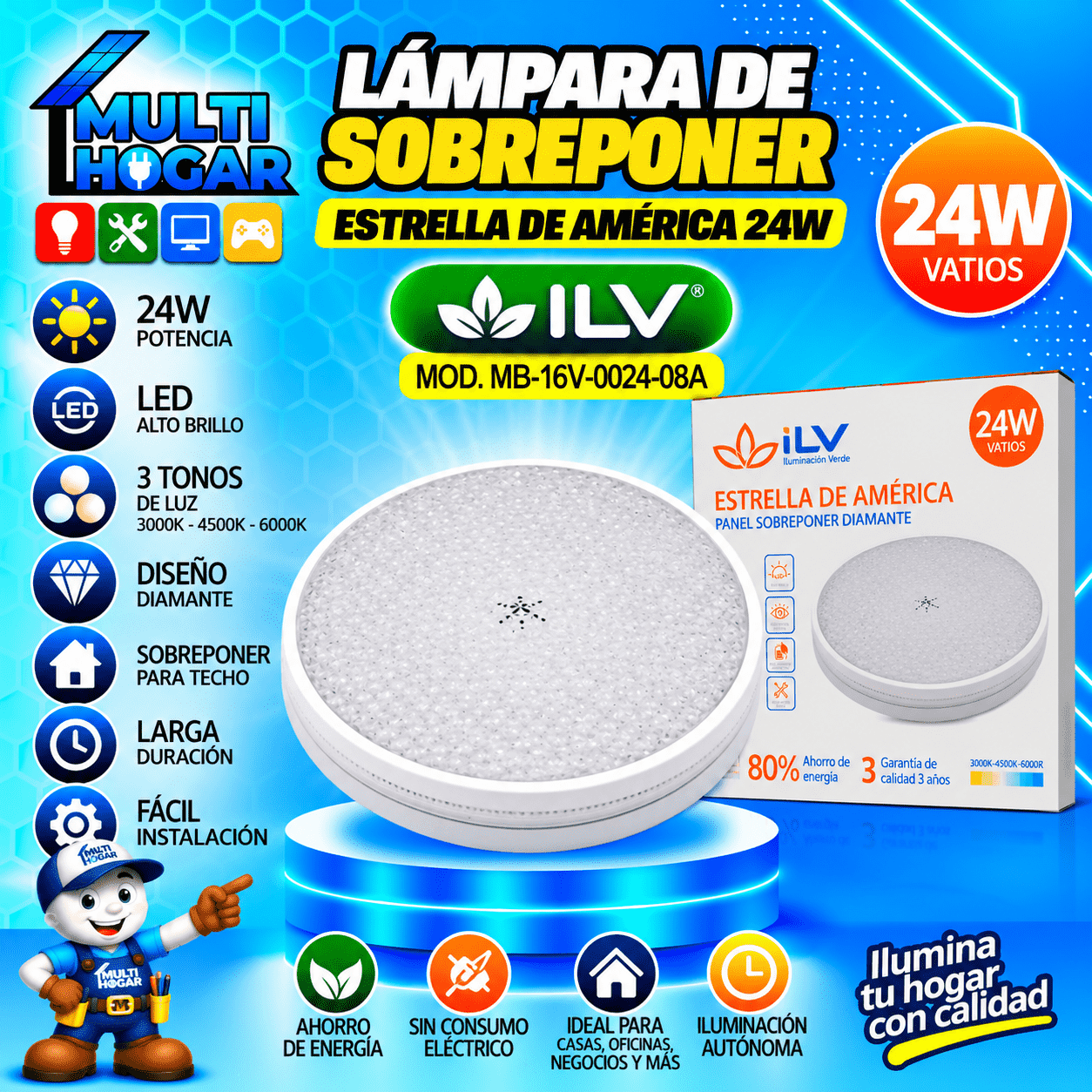 Lámpara LED ILV Estrella de América 24W-cmpr