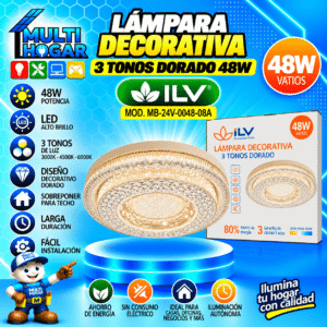 LAMPARA DECORATIVA 3 TONOS DORADO 48W MOD. MB-24V-0048-08A